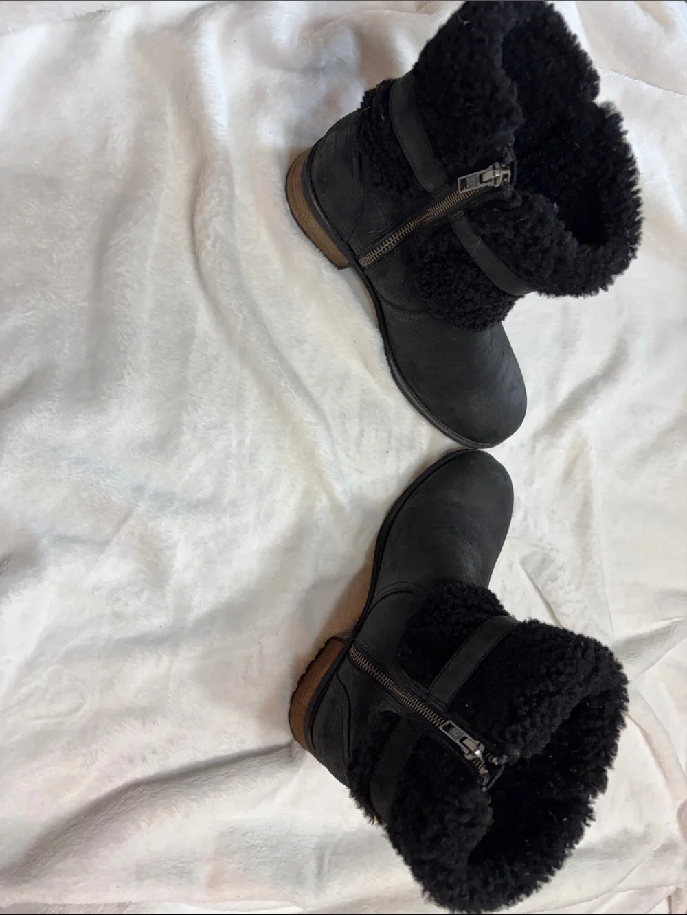 UGG Black Sherpa Cuff Suede Winter Boots